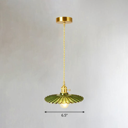 Glass Shaded Hanging Lamp Vintage Style Single-Bulb Dining Room Lighting Pendant in Brass Brass A Clearhalo 'Ceiling Lights' 'Glass shade' 'Glass' 'Industrial Pendants' 'Industrial' 'Middle Century Pendants' 'Pendant Lights' 'Pendants' 'Tiffany' Lighting' 2293568