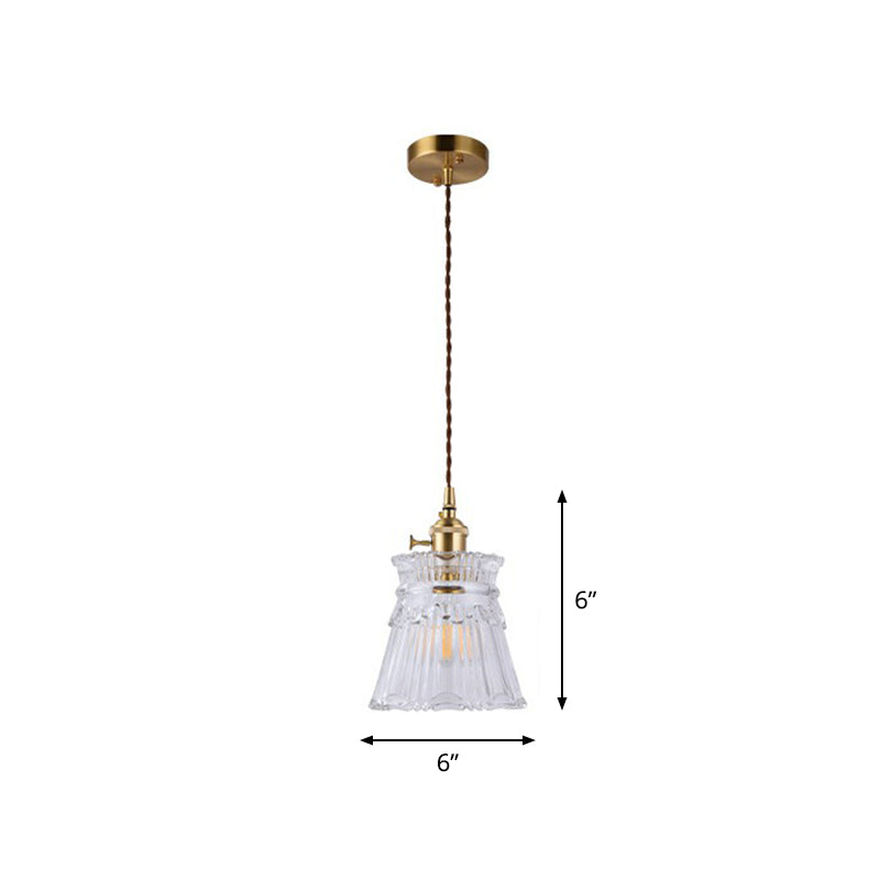 Glass Shaded Hanging Lamp Vintage Style Single-Bulb Dining Room Lighting Pendant in Brass Brass F Clearhalo 'Ceiling Lights' 'Glass shade' 'Glass' 'Industrial Pendants' 'Industrial' 'Middle Century Pendants' 'Pendant Lights' 'Pendants' 'Tiffany' Lighting' 2293569