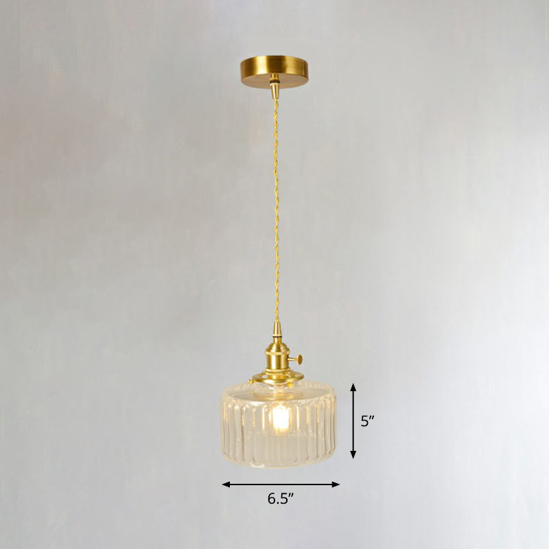 Glass Shaded Hanging Lamp Vintage Style Single-Bulb Dining Room Lighting Pendant in Brass Brass J Clearhalo 'Ceiling Lights' 'Glass shade' 'Glass' 'Industrial Pendants' 'Industrial' 'Middle Century Pendants' 'Pendant Lights' 'Pendants' 'Tiffany' Lighting' 2293573