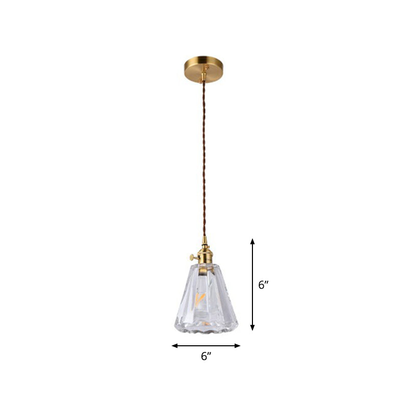 Glass Shaded Hanging Lamp Vintage Style Single-Bulb Dining Room Lighting Pendant in Brass Brass L Clearhalo 'Ceiling Lights' 'Glass shade' 'Glass' 'Industrial Pendants' 'Industrial' 'Middle Century Pendants' 'Pendant Lights' 'Pendants' 'Tiffany' Lighting' 2293574