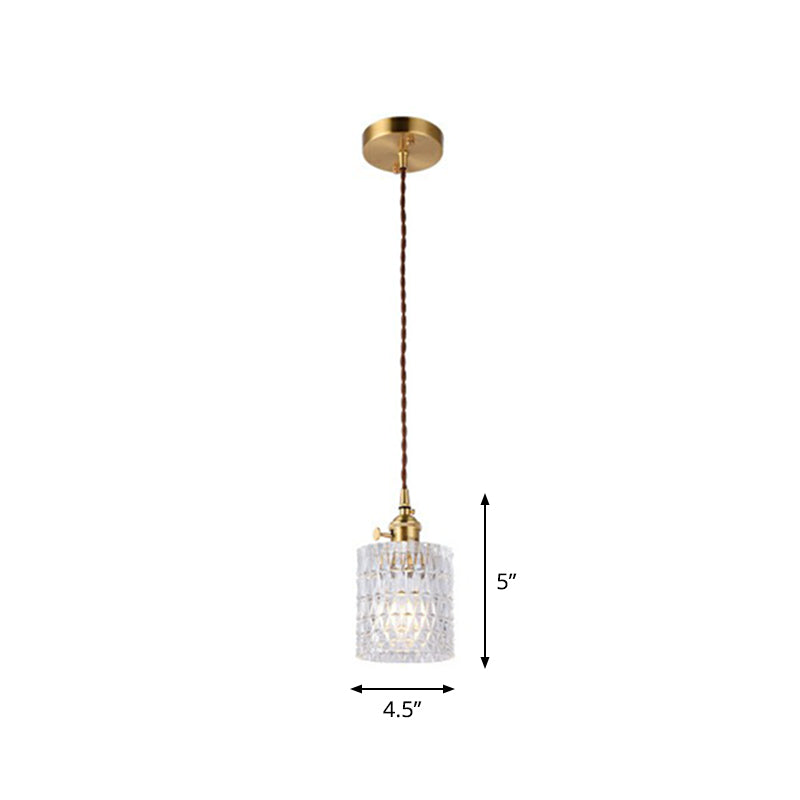 Glass Shaded Hanging Lamp Vintage Style Single-Bulb Dining Room Lighting Pendant in Brass Brass E Clearhalo 'Ceiling Lights' 'Glass shade' 'Glass' 'Industrial Pendants' 'Industrial' 'Middle Century Pendants' 'Pendant Lights' 'Pendants' 'Tiffany' Lighting' 2293575