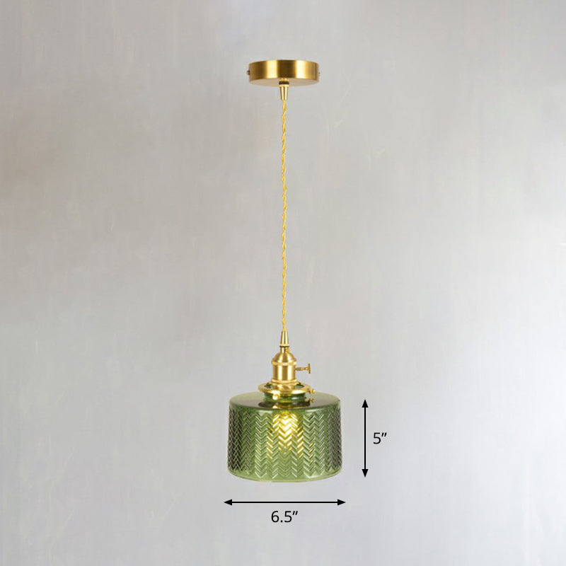 Glass Shaded Hanging Lamp Vintage Style Single-Bulb Dining Room Lighting Pendant in Brass Brass I Clearhalo 'Ceiling Lights' 'Glass shade' 'Glass' 'Industrial Pendants' 'Industrial' 'Middle Century Pendants' 'Pendant Lights' 'Pendants' 'Tiffany' Lighting' 2293576