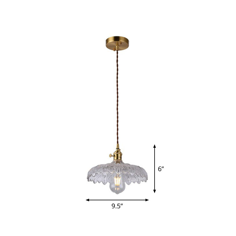 Glass Shaded Hanging Lamp Vintage Style Single-Bulb Dining Room Lighting Pendant in Brass Brass D Clearhalo 'Ceiling Lights' 'Glass shade' 'Glass' 'Industrial Pendants' 'Industrial' 'Middle Century Pendants' 'Pendant Lights' 'Pendants' 'Tiffany' Lighting' 2293578