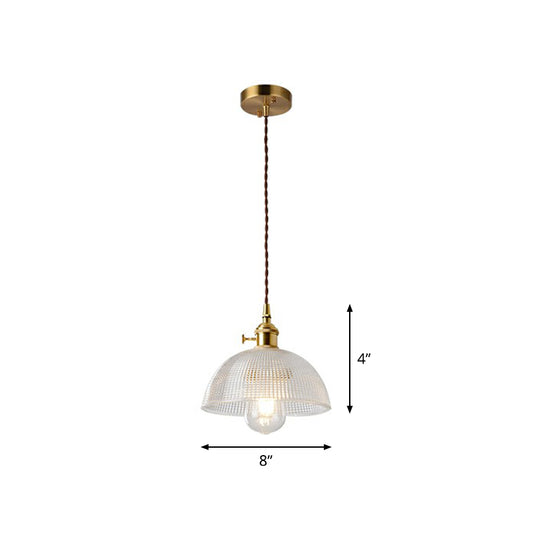 Glass Shaded Hanging Lamp Vintage Style Single-Bulb Dining Room Lighting Pendant in Brass Brass H Clearhalo 'Ceiling Lights' 'Glass shade' 'Glass' 'Industrial Pendants' 'Industrial' 'Middle Century Pendants' 'Pendant Lights' 'Pendants' 'Tiffany' Lighting' 2293579