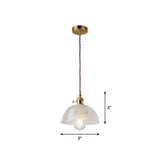Glass Shaded Hanging Lamp Vintage Style Single-Bulb Dining Room Lighting Pendant in Brass Brass H Clearhalo 'Ceiling Lights' 'Glass shade' 'Glass' 'Industrial Pendants' 'Industrial' 'Middle Century Pendants' 'Pendant Lights' 'Pendants' 'Tiffany' Lighting' 2293579