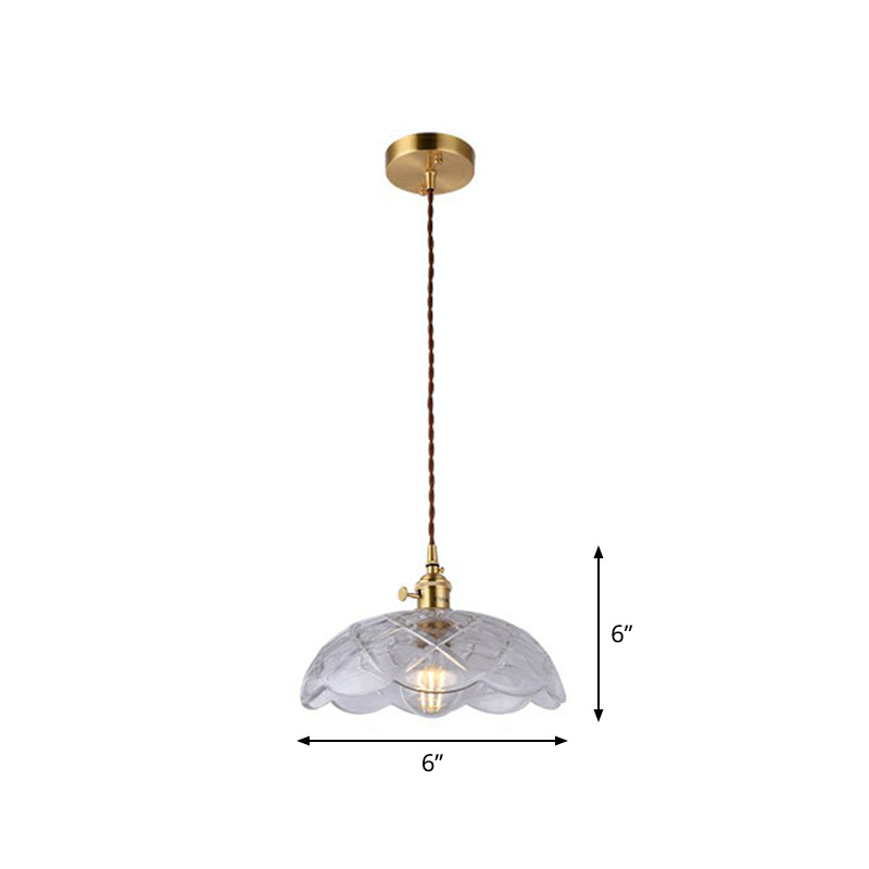 Glass Shaded Hanging Lamp Vintage Style Single-Bulb Dining Room Lighting Pendant in Brass Brass B Clearhalo 'Ceiling Lights' 'Glass shade' 'Glass' 'Industrial Pendants' 'Industrial' 'Middle Century Pendants' 'Pendant Lights' 'Pendants' 'Tiffany' Lighting' 2293580