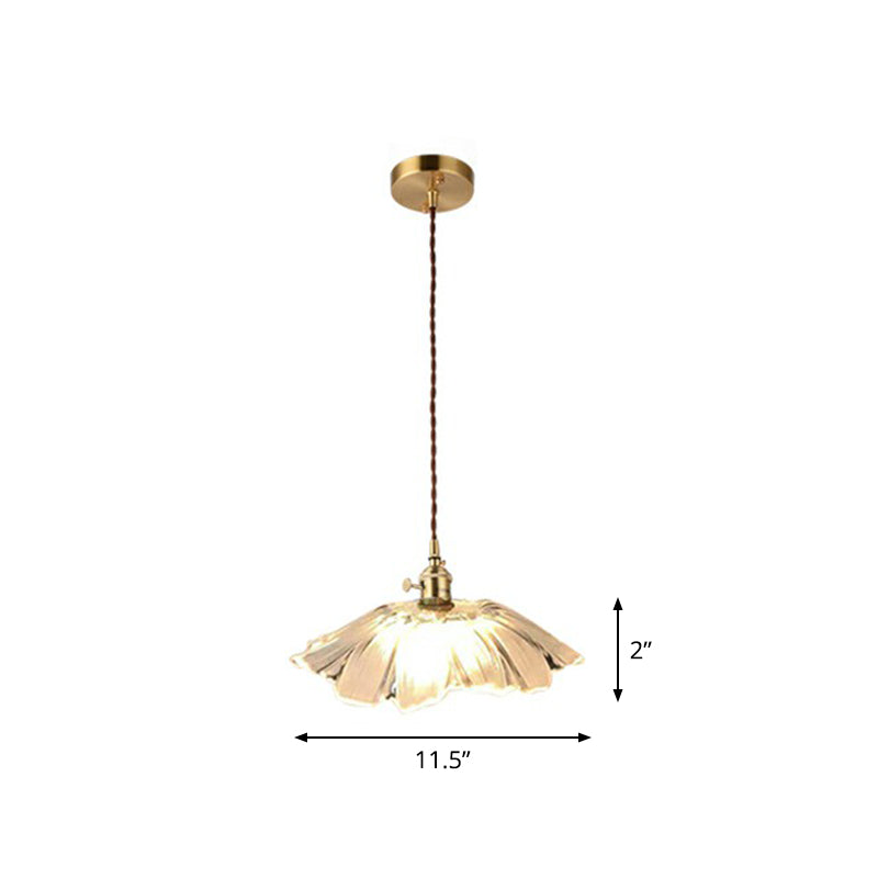 Glass Shaded Hanging Lamp Vintage Style Single-Bulb Dining Room Lighting Pendant in Brass Brass K Clearhalo 'Ceiling Lights' 'Glass shade' 'Glass' 'Industrial Pendants' 'Industrial' 'Middle Century Pendants' 'Pendant Lights' 'Pendants' 'Tiffany' Lighting' 2293581