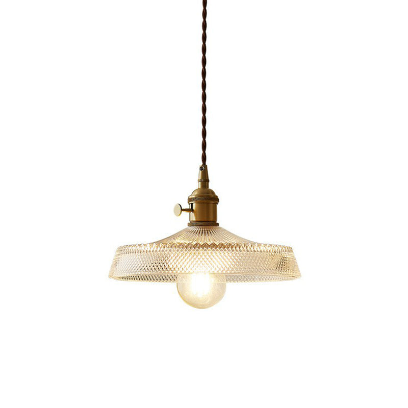 Pot Cover Clear Glass Suspension Lighting Retro Style 1 Head Restaurant Pendant Ceiling Light Clearhalo 'Art Deco Pendants' 'Cast Iron' 'Ceiling Lights' 'Ceramic' 'Crystal' 'Industrial' 'Metal' 'Pendant Lights' 'Tiffany' Lighting' 2293596