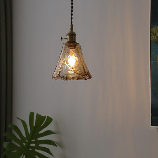 Single-Bulb Hanging Lamp Vintage Bell Cognac Glass Lighting Pendant for Dining Room Cognac Clearhalo 'Art Deco Pendants' 'Cast Iron' 'Ceiling Lights' 'Ceramic' 'Crystal' 'Industrial Pendants' 'Industrial' 'Metal' 'Middle Century Pendants' 'Pendant Lights' 'Pendants' 'Tiffany' Lighting' 2293605