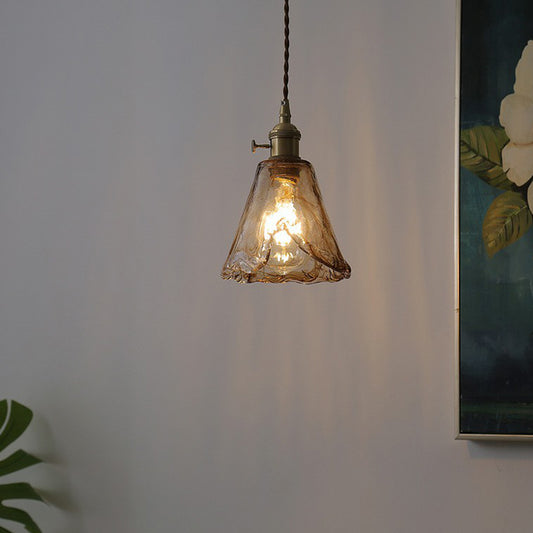 Single-Bulb Hanging Lamp Vintage Bell Cognac Glass Lighting Pendant for Dining Room Clearhalo 'Art Deco Pendants' 'Cast Iron' 'Ceiling Lights' 'Ceramic' 'Crystal' 'Industrial Pendants' 'Industrial' 'Metal' 'Middle Century Pendants' 'Pendant Lights' 'Pendants' 'Tiffany' Lighting' 2293607