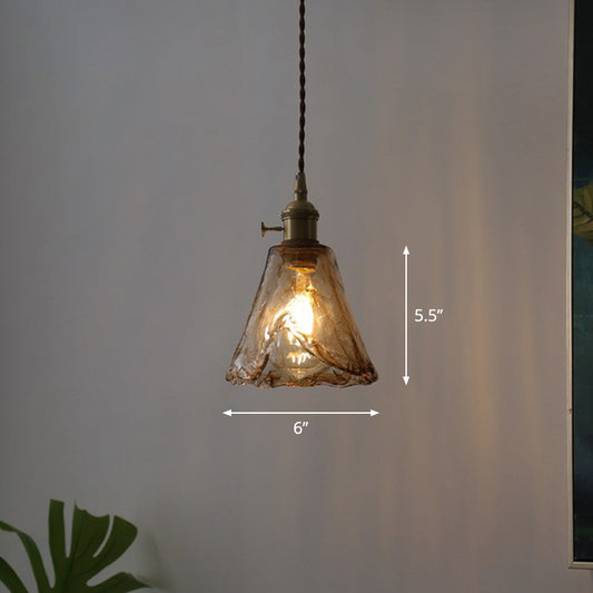 Single-Bulb Hanging Lamp Vintage Bell Cognac Glass Lighting Pendant for Dining Room Clearhalo 'Art Deco Pendants' 'Cast Iron' 'Ceiling Lights' 'Ceramic' 'Crystal' 'Industrial Pendants' 'Industrial' 'Metal' 'Middle Century Pendants' 'Pendant Lights' 'Pendants' 'Tiffany' Lighting' 2293609