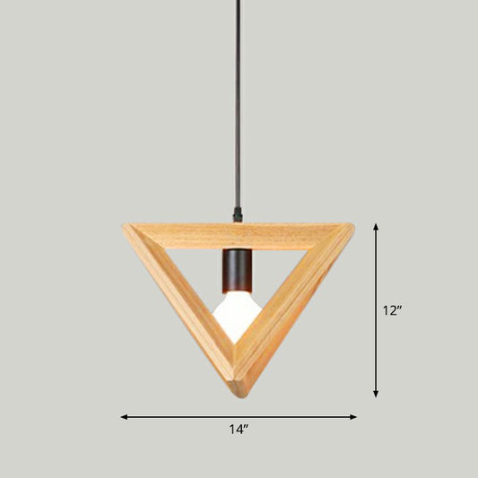 Wooden Geometric Cage Pendant Lamp Novelty Minimalist Single Ceiling Light Fixture for Restaurant Wood C Clearhalo 'Ceiling Lights' 'Modern Pendants' 'Modern' 'Pendant Lights' 'Pendants' Lighting' 2293634