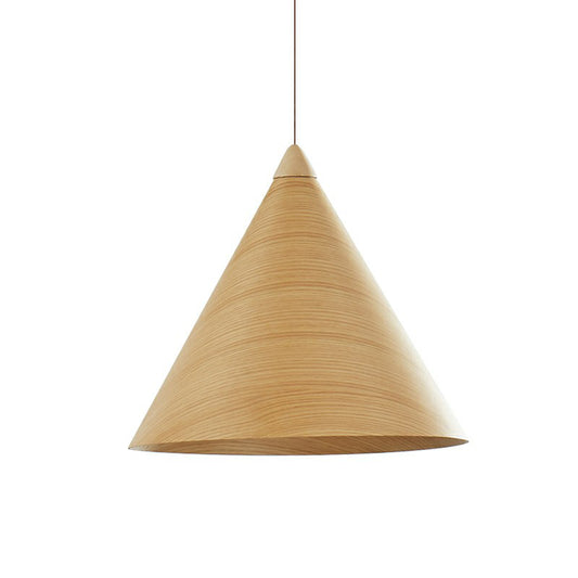 Conical Dining Room Suspension Lamp Wooden 1-Head Minimalistic Hanging Pendant Light Wood Large Clearhalo 'Ceiling Lights' 'Modern Pendants' 'Modern' 'Pendant Lights' 'Pendants' Lighting' 2293648