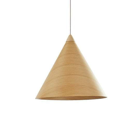 Conical Dining Room Suspension Lamp Wooden 1-Head Minimalistic Hanging Pendant Light Wood Medium Clearhalo 'Ceiling Lights' 'Modern Pendants' 'Modern' 'Pendant Lights' 'Pendants' Lighting' 2293655