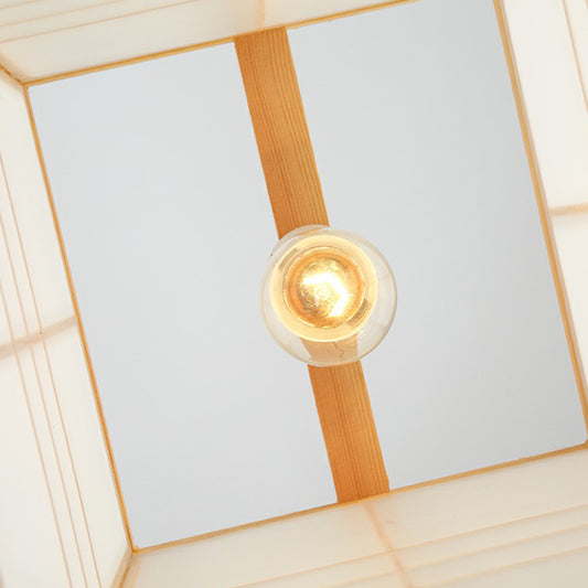 Rectangle Sushi House Pendant Light Wooden 1-Light Japanese Style Hanging Lamp in Beige Clearhalo 'Ceiling Lights' 'Modern Pendants' 'Modern' 'Pendant Lights' 'Pendants' Lighting' 2293680