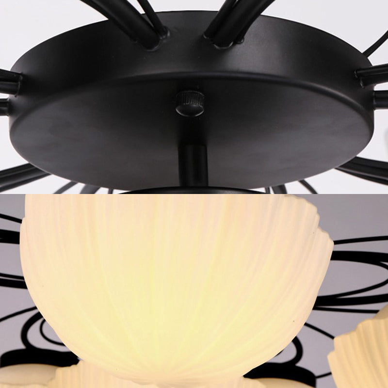 Black 3/4/6 Lights Ceiling Lighting Classic White Glass Bowl Semi Flush Light for Corridor Clearhalo 'Ceiling Lights' 'Close To Ceiling Lights' 'Close to ceiling' 'Flush mount' Lighting' 229370