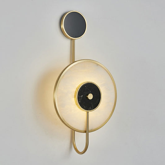 Black Circle Wall Sconce Lighting Designer Marble LED Wall Mount Light for Living Room Clearhalo 'Cast Iron' 'Glass' 'Industrial' 'Modern wall lights' 'Modern' 'Tiffany' 'Traditional wall lights' 'Wall Lamps & Sconces' 'Wall Lights' Lighting' 2293718