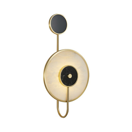 Black Circle Wall Sconce Lighting Designer Marble LED Wall Mount Light for Living Room Clearhalo 'Cast Iron' 'Glass' 'Industrial' 'Modern wall lights' 'Modern' 'Tiffany' 'Traditional wall lights' 'Wall Lamps & Sconces' 'Wall Lights' Lighting' 2293721