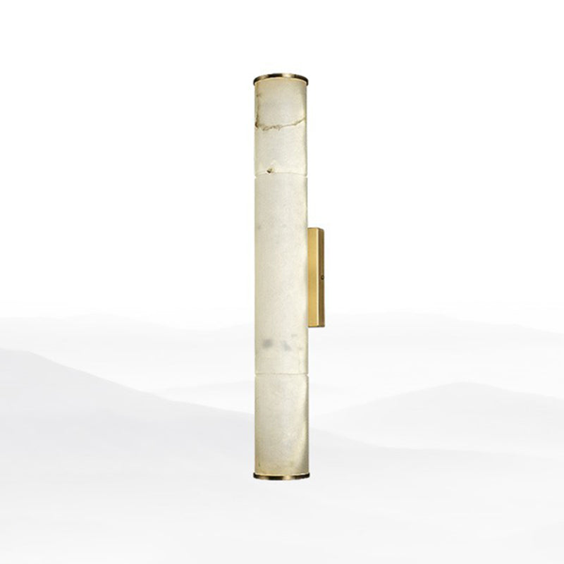 Marble Tube LED Sconce Light Fixture Simplicity White and Brass Wall Lamp for Living Room White 16" Clearhalo 'Modern wall lights' 'Modern' 'Wall Lamps & Sconces' 'Wall Lights' Lighting' 2293724