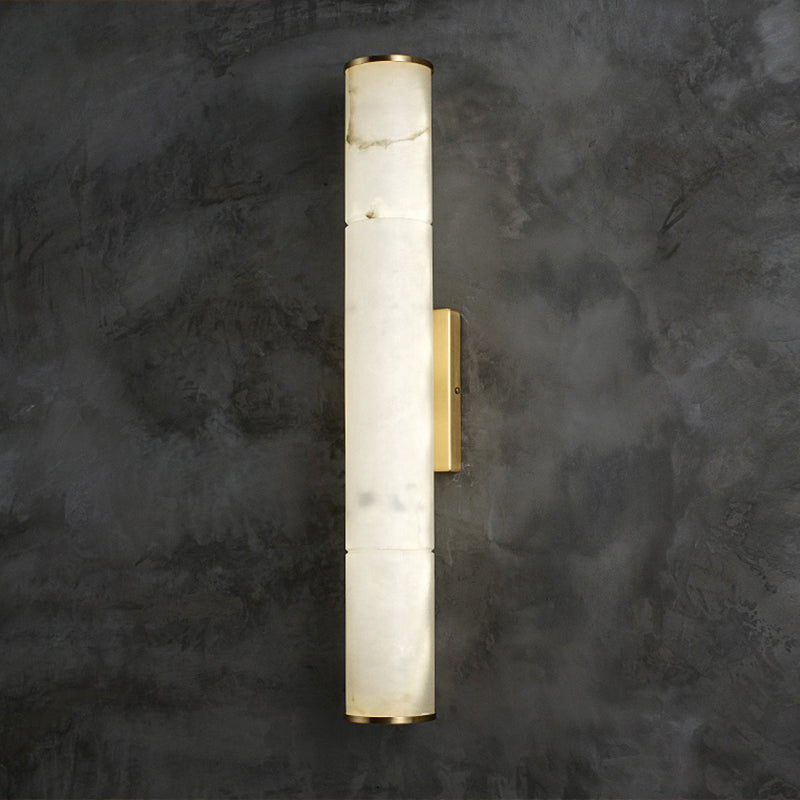 Marble Tube LED Sconce Light Fixture Simplicity White and Brass Wall Lamp for Living Room Clearhalo 'Modern wall lights' 'Modern' 'Wall Lamps & Sconces' 'Wall Lights' Lighting' 2293725