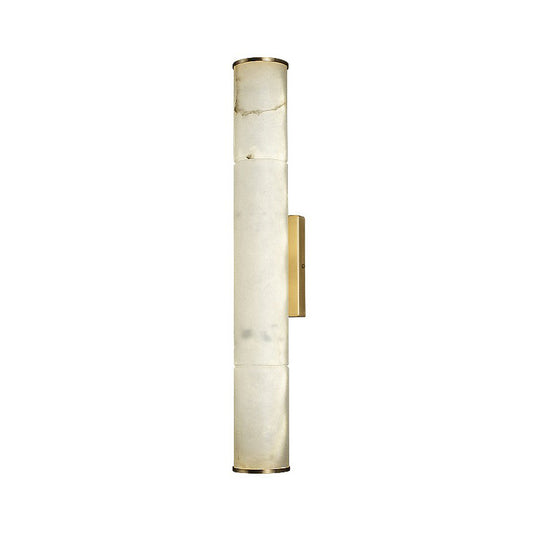 Marble Tube LED Sconce Light Fixture Simplicity White and Brass Wall Lamp for Living Room Clearhalo 'Modern wall lights' 'Modern' 'Wall Lamps & Sconces' 'Wall Lights' Lighting' 2293727