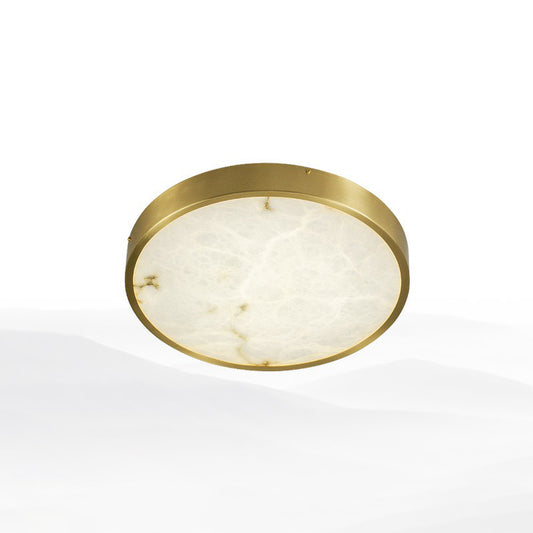 Postmodern Round LED Ceiling Light Marble Bedroom Flush Mount Light Fixture in Brass Brass 8"