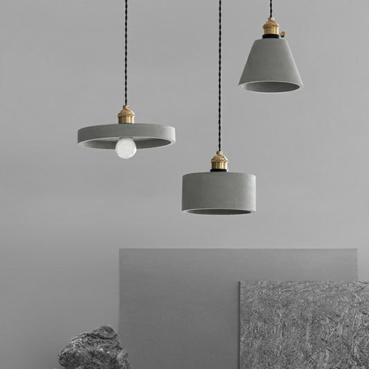 Geometric Dining Room Down Lighting Cement 1-Light Minimalist Pendant Light with Rotary Switch in Grey Clearhalo 'Ceiling Lights' 'Modern Pendants' 'Modern' 'Pendant Lights' 'Pendants' Lighting' 2293758