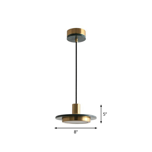 Pot-Lid LED Hanging Light Post-Modern Marble 1 Bulb Restaurant Ceiling Pendant Lamp Clearhalo 'Ceiling Lights' 'Modern Pendants' 'Modern' 'Pendant Lights' 'Pendants' Lighting' 2293781