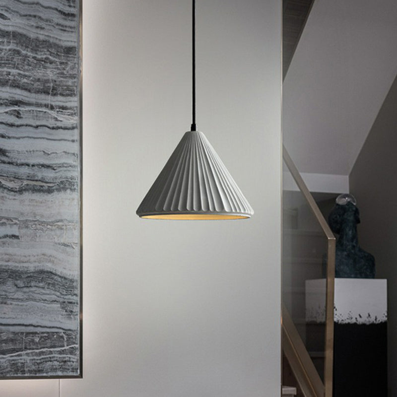Cement Conical Pendant Ceiling Light Macaron Single Suspension Light Fixture for Living Room Clearhalo 'Ceiling Lights' 'Modern Pendants' 'Modern' 'Pendant Lights' 'Pendants' Lighting' 2293787