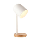 Macaron Elongated Dome Nightstand Light Metal 1 Head Bedroom Table Lamp with Wooden Base Clearhalo 'Lamps' 'Table Lamps' Lighting' 2293822