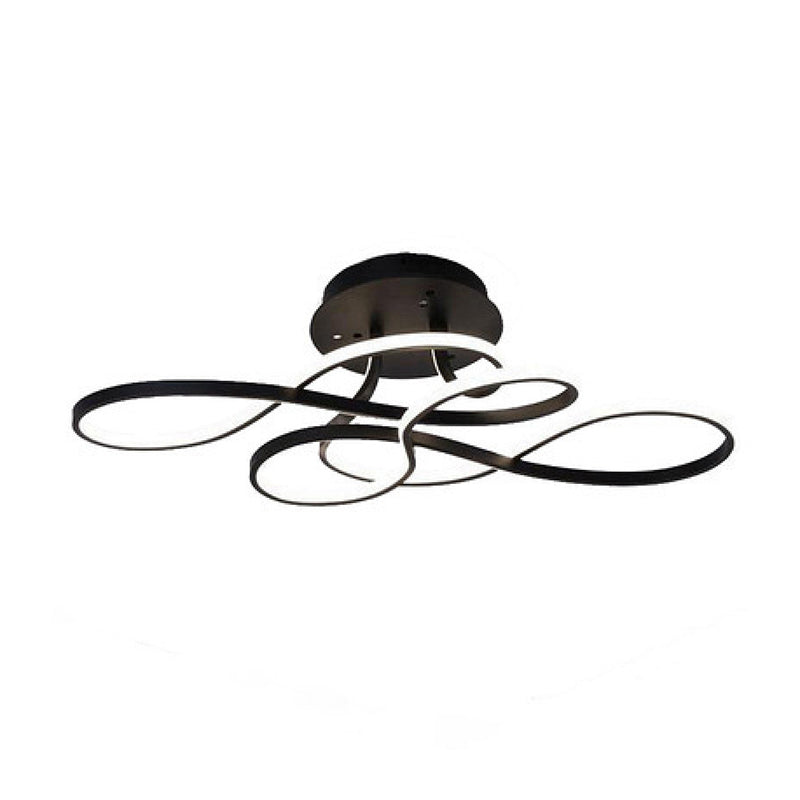 Ribbon Shaped LED Ceiling Flush Mount Artistic Metal Semi Mount Lighting for Bedroom Black Clearhalo 'Ceiling Lights' 'Close To Ceiling Lights' 'Close to ceiling' 'Semi-flushmount' Lighting' 2293837