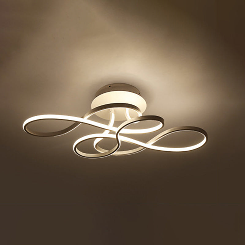 Ribbon Shaped LED Ceiling Flush Mount Artistic Metal Semi Mount Lighting for Bedroom Clearhalo 'Ceiling Lights' 'Close To Ceiling Lights' 'Close to ceiling' 'Semi-flushmount' Lighting' 2293838