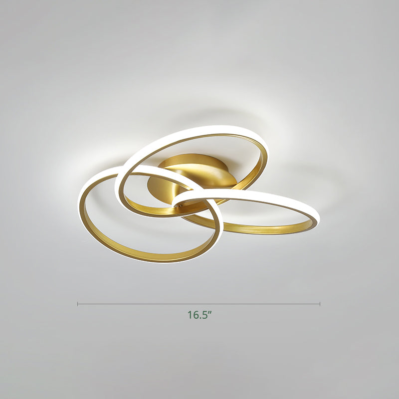 Interlocking Rings LED Flush Light Minimalist Acrylic Bedroom Semi Flush Mount Ceiling Light