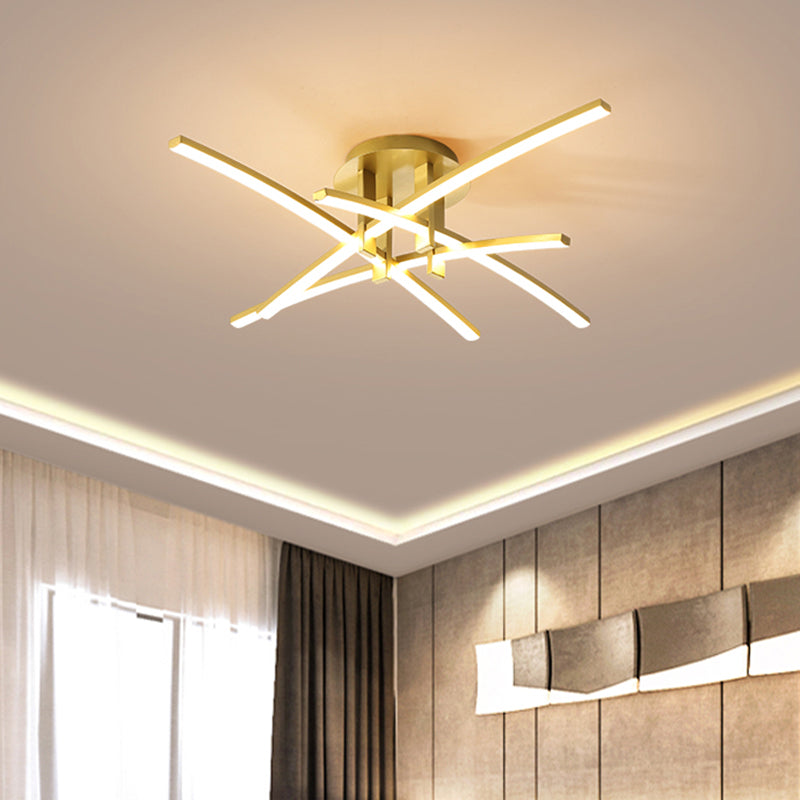 Crossed Rod Flush Mount Ceiling Light Simple Metal Bedroom LED Flush Light Fixture Clearhalo 'Ceiling Lights' 'Close To Ceiling Lights' 'Close to ceiling' 'Semi-flushmount' Lighting' 2293865