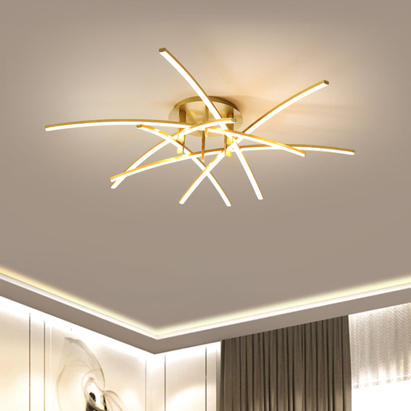 Crossed Rod Flush Mount Ceiling Light Simple Metal Bedroom LED Flush Light Fixture Clearhalo 'Ceiling Lights' 'Close To Ceiling Lights' 'Close to ceiling' 'Semi-flushmount' Lighting' 2293868