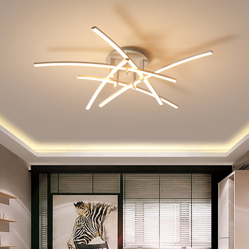 Crossed Rod Flush Mount Ceiling Light Simple Metal Bedroom LED Flush Light Fixture Clearhalo 'Ceiling Lights' 'Close To Ceiling Lights' 'Close to ceiling' 'Semi-flushmount' Lighting' 2293870