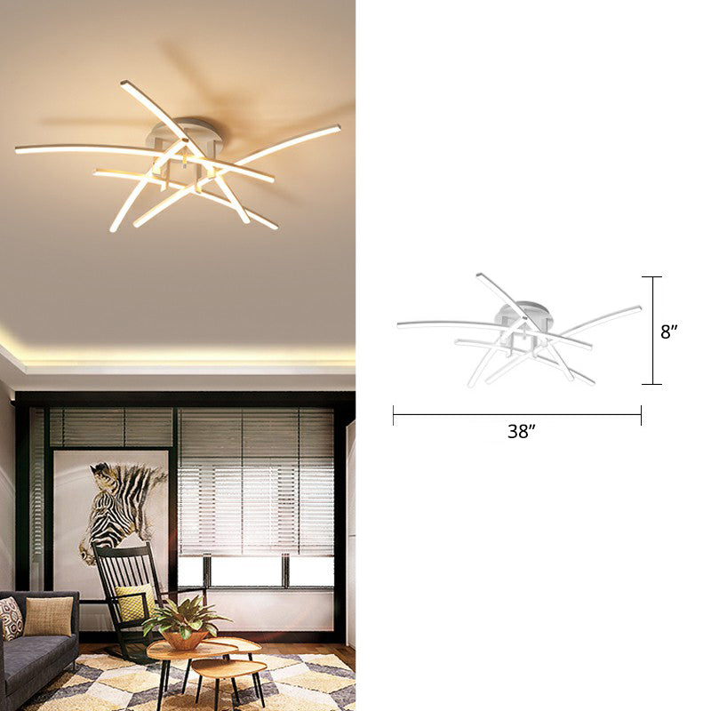 Crossed Rod Flush Mount Ceiling Light Simple Metal Bedroom LED Flush Light Fixture 5 White Clearhalo 'Ceiling Lights' 'Close To Ceiling Lights' 'Close to ceiling' 'Semi-flushmount' Lighting' 2293875