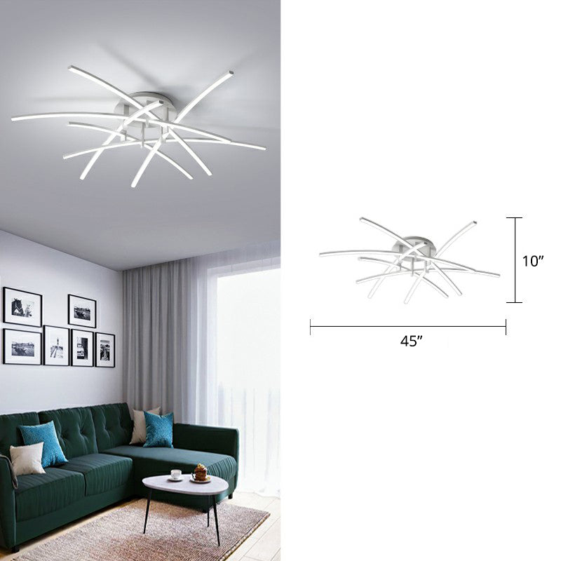 Crossed Rod Flush Mount Ceiling Light Simple Metal Bedroom LED Flush Light Fixture 6 White Clearhalo 'Ceiling Lights' 'Close To Ceiling Lights' 'Close to ceiling' 'Semi-flushmount' Lighting' 2293876
