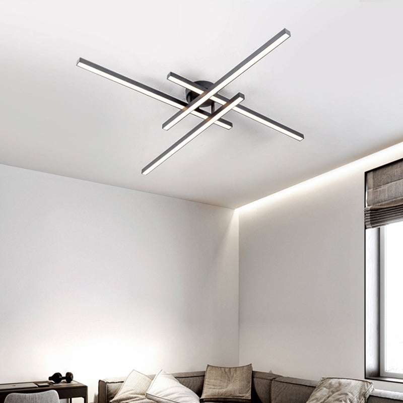 Aluminum Line Art Semi Mount Lighting Minimalist Metal LED Ceiling Flush Light for Bedroom Clearhalo 'Ceiling Lights' 'Close To Ceiling Lights' 'Close to ceiling' 'Semi-flushmount' Lighting' 2293883