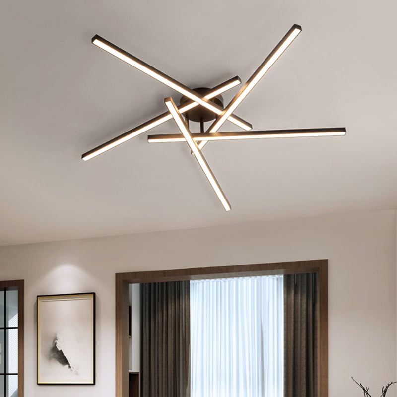 Aluminum Line Art Semi Mount Lighting Minimalist Metal LED Ceiling Flush Light for Bedroom Clearhalo 'Ceiling Lights' 'Close To Ceiling Lights' 'Close to ceiling' 'Semi-flushmount' Lighting' 2293886