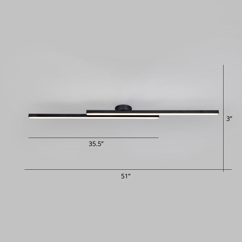 Aluminum Line Art Semi Mount Lighting Minimalist Metal LED Ceiling Flush Light for Bedroom 2 Black Clearhalo 'Ceiling Lights' 'Close To Ceiling Lights' 'Close to ceiling' 'Semi-flushmount' Lighting' 2293889