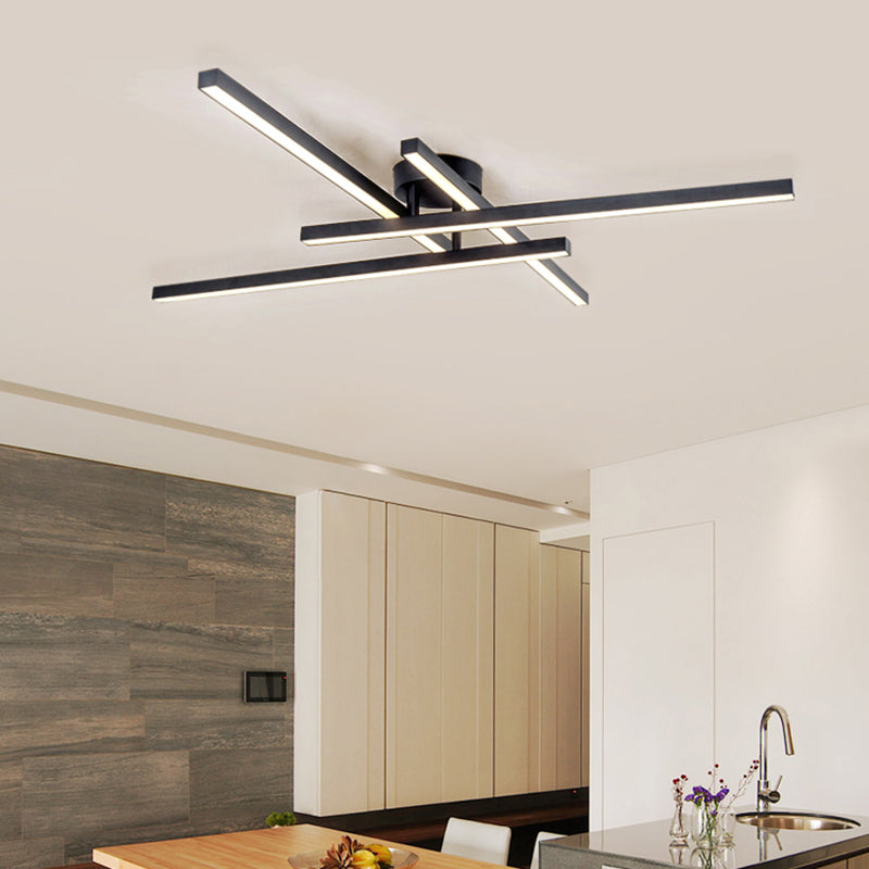 Aluminum Line Art Semi Mount Lighting Minimalist Metal LED Ceiling Flush Light for Bedroom Clearhalo 'Ceiling Lights' 'Close To Ceiling Lights' 'Close to ceiling' 'Semi-flushmount' Lighting' 2293890