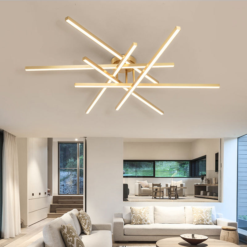 Aluminum Line Art Semi Mount Lighting Minimalist Metal LED Ceiling Flush Light for Bedroom Clearhalo 'Ceiling Lights' 'Close To Ceiling Lights' 'Close to ceiling' 'Semi-flushmount' Lighting' 2293892