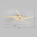 Aluminum Line Art Semi Mount Lighting Minimalist Metal LED Ceiling Flush Light for Bedroom 5 Brass Clearhalo 'Ceiling Lights' 'Close To Ceiling Lights' 'Close to ceiling' 'Semi-flushmount' Lighting' 2293893