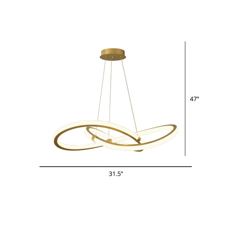 Minimalist Twist Shaped LED Pendant Lamp Aluminum Living Room Chandelier Lighting Fixture Brass 31.5" Clearhalo 'Ceiling Lights' 'Chandeliers' 'Modern Chandeliers' 'Modern' Lighting' 2293914