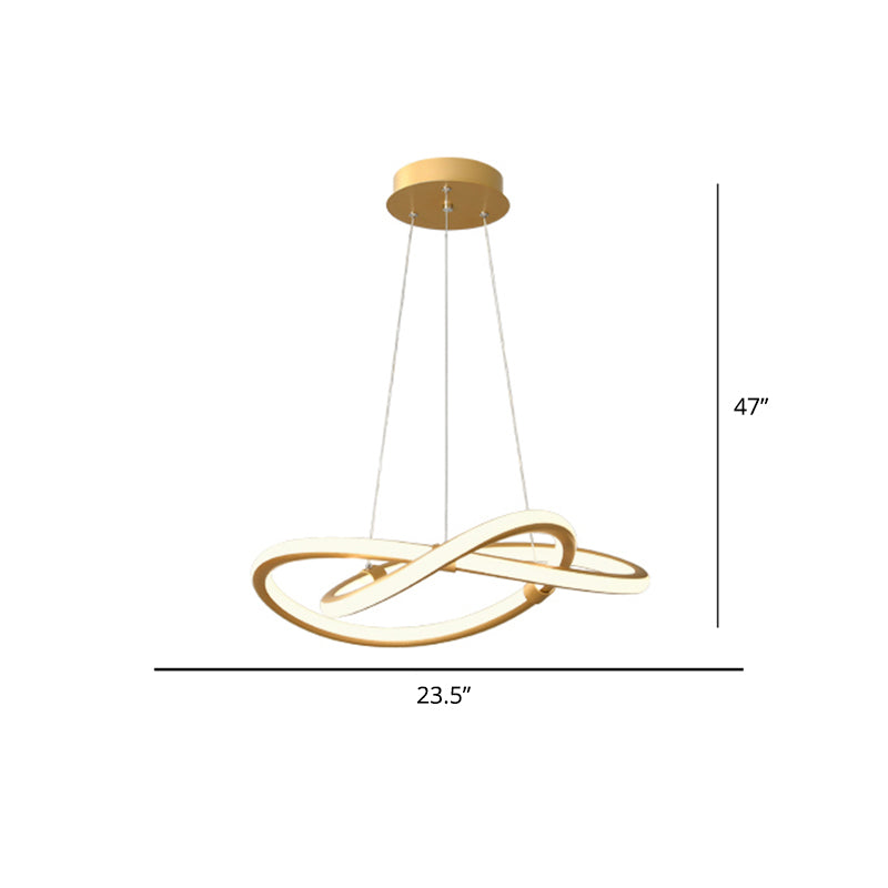 Minimalist Twist Shaped LED Pendant Lamp Aluminum Living Room Chandelier Lighting Fixture Brass 23.5" Clearhalo 'Ceiling Lights' 'Chandeliers' 'Modern Chandeliers' 'Modern' Lighting' 2293915