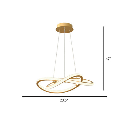 Minimalist Twist Shaped LED Pendant Lamp Aluminum Living Room Chandelier Lighting Fixture Brass 23.5" Clearhalo 'Ceiling Lights' 'Chandeliers' 'Modern Chandeliers' 'Modern' Lighting' 2293915
