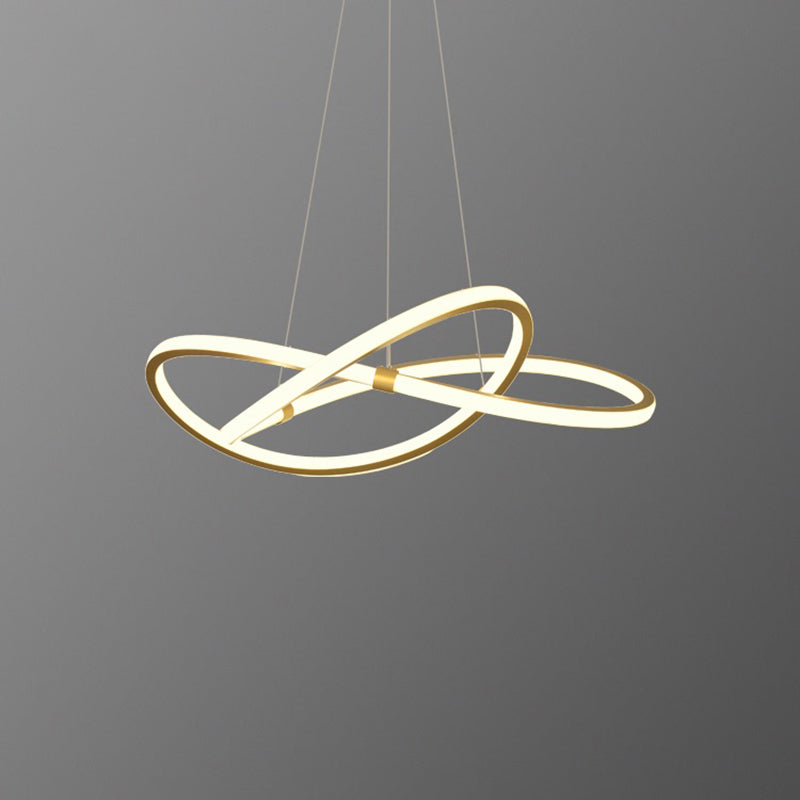 Minimalist Twist Shaped LED Pendant Lamp Aluminum Living Room Chandelier Lighting Fixture Clearhalo 'Ceiling Lights' 'Chandeliers' 'Modern Chandeliers' 'Modern' Lighting' 2293916