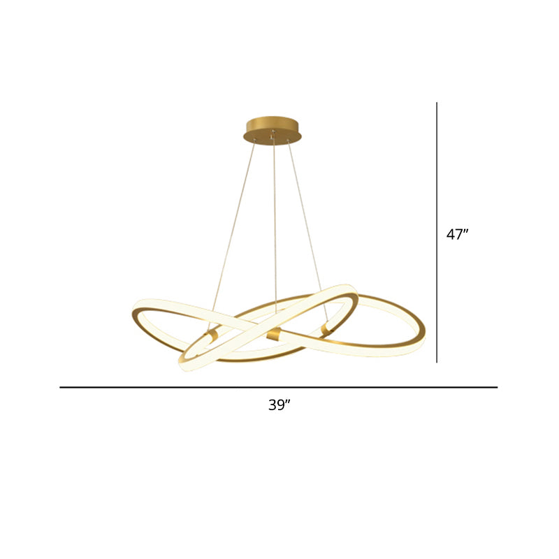 Minimalist Twist Shaped LED Pendant Lamp Aluminum Living Room Chandelier Lighting Fixture Brass 39.5" Clearhalo 'Ceiling Lights' 'Chandeliers' 'Modern Chandeliers' 'Modern' Lighting' 2293917