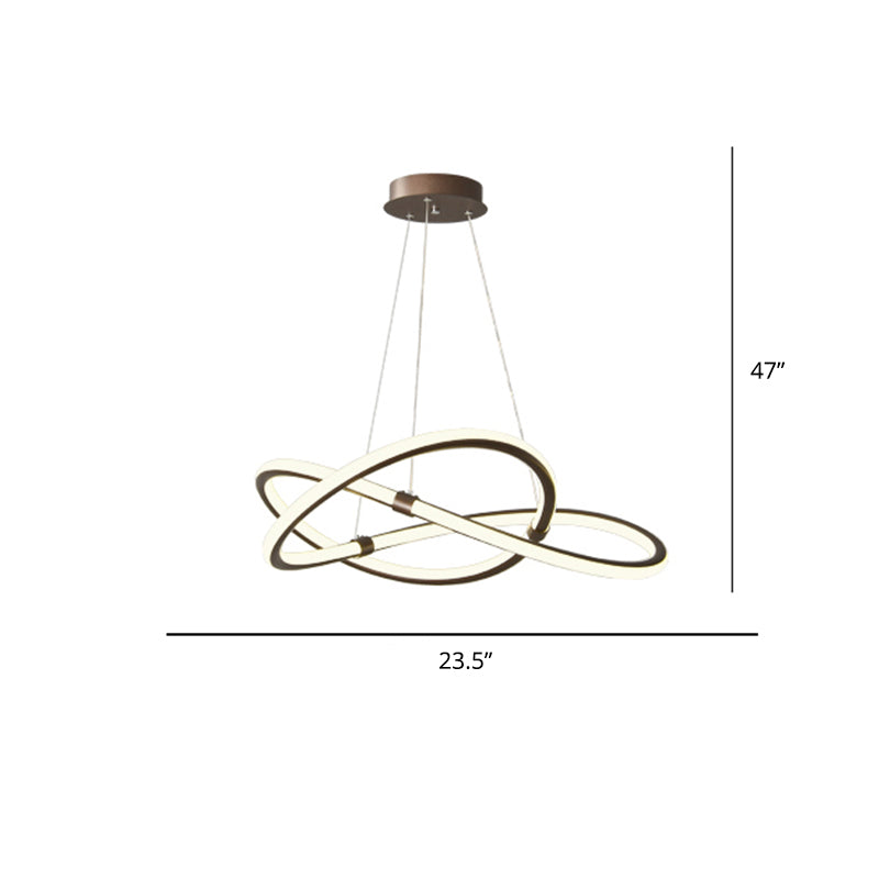 Minimalist Twist Shaped LED Pendant Lamp Aluminum Living Room Chandelier Lighting Fixture Brown 23.5" Clearhalo 'Ceiling Lights' 'Chandeliers' 'Modern Chandeliers' 'Modern' Lighting' 2293919